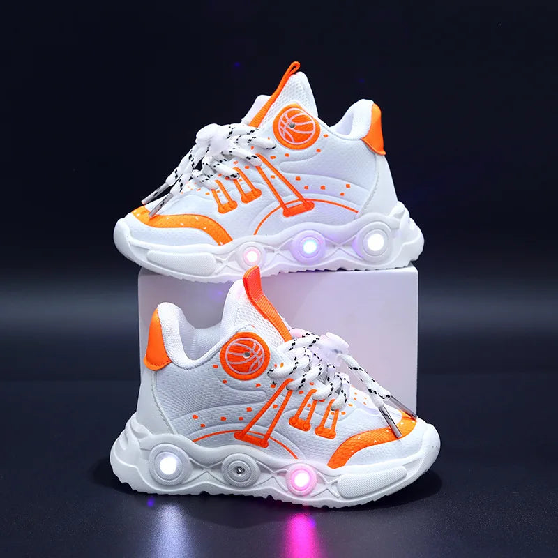 Kids Light-Up Sneakers – Unisex LED Sports Shoes with Lace-Up Design for Ages 4–6