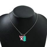 Disney Stitch Best Friend Necklace Set - Matching Heart Pendants for Couples & Friends