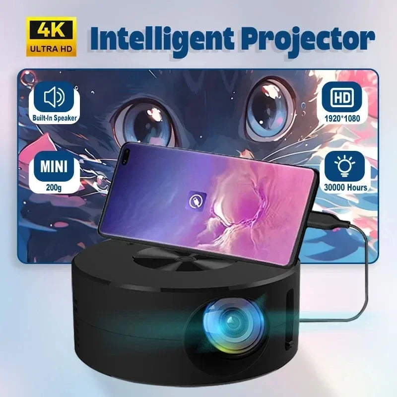 Portable HD Smart Projector - 1080P Support with Auto Focus & 100