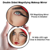 10X Magnification LED Makeup Mirror – Rechargeable Travel Mirror with Touch Control