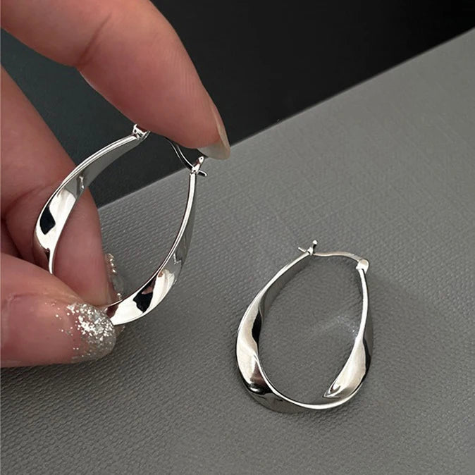 Minimalist 925 Sterling Silver Geometric Hoop Earrings
