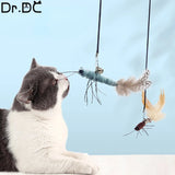 Interactive Feather Teaser Wand for Cats – Fun Toy with Bell, Wool & Dragonfly Head