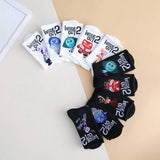 Women's Cartoon Ankle Socks – Soft Breathable Cotton Blend, 5/10 Pair Set for Casual Wear