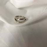 Minimalist Silver Oval Shaped Double Layer Ring – Elegant and Trendy Jewelry for Women