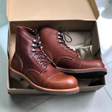 Men’s Mid-Calf Genuine Leather Motorcycle Boots – Heavy-Duty Lace-Up Riding Footwear