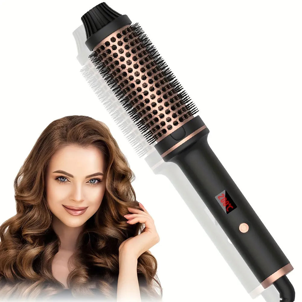 3-in-1 Ionic Hair Styler – Curling Iron, Straightener & Thermal Brush with Tourmaline Ceramic & Digital Temperature Control