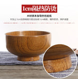 Cuenco japonés de madera maciza | Vajilla retro de madera de azufaifo para sopas y ensaladas