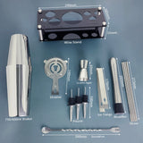 Juego de coctelera Boston: kit de herramientas de barra profesional con soporte