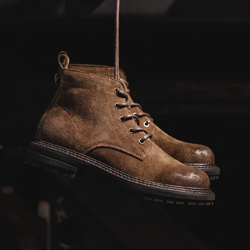 Men’s Suede Work Boots – Warm Lace-Up Winter Safety Boots for Outdoor Use