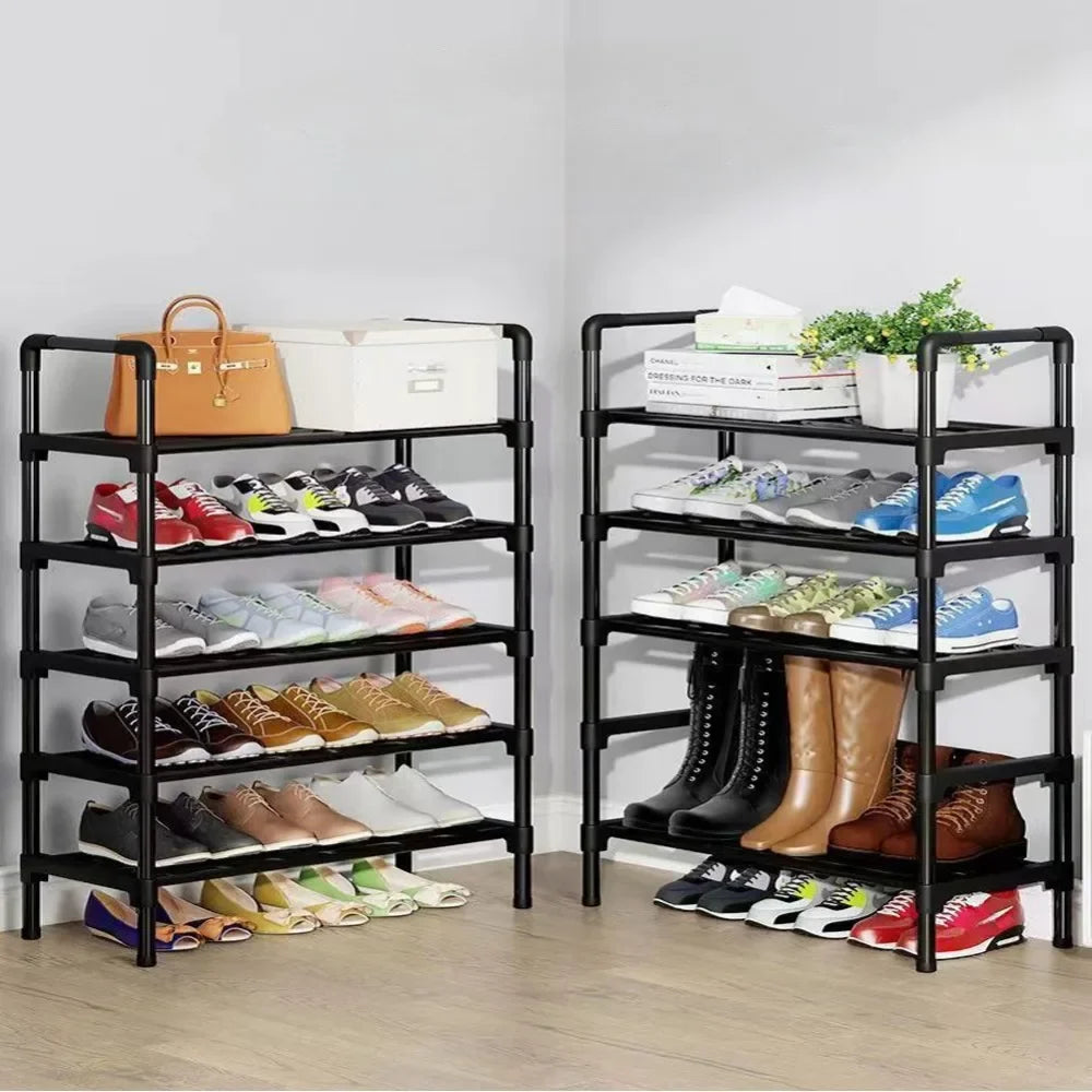Zapatero de metal multicapa: organizador de zapatos ajustable que ahorra espacio con estructura de acero galvanizado