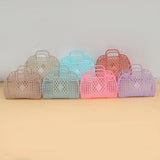 Bolsa de gran capacidad, bolsa de playa hueca, bolsa de mano portátil para vacaciones, cesta de baño portátil de plástico reutilizable y fácil de limpiar
