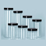 Airtight Clear Plastic Storage Jar – Sealed Food Container with Black Lid