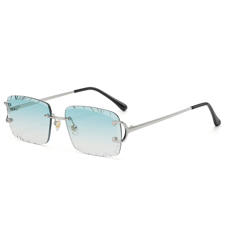 Gafas de sol cuadradas sin montura Gafas de sol de tendencia de metal de alta calidad para hombres y mujeres Gafas de sol estilo street shot