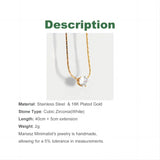 Gold Stainless Steel Heart Necklace – Dainty Zircon Pendant Chain for Women