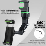 Soporte para teléfono con espejo retrovisor giratorio de 360°: soporte universal para teléfono en el automóvil para GPS y conducción con manos libres