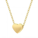 Gold Stainless Steel Heart Necklace – Dainty Zircon Pendant Chain for Women