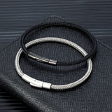 Men's Stainless Steel Wire Rope Charm Bracelet