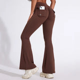 High Waist Flared Yoga Pants for Women – Butt-Lifting Fitness Leggings with Utility Pockets