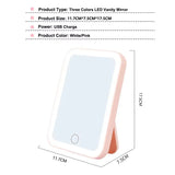 USB Rechargeable LED Makeup Mirror with Touch Screen & Adjustable Lighting