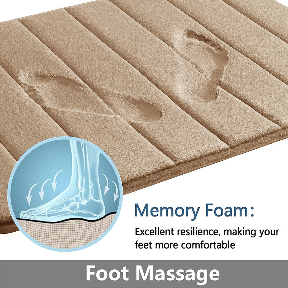 Super Absorbent Memory Foam Bath Mat – Non-Slip Bathroom Rug for Shower & Bathtub