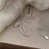 Elegant Bow Pendant Necklace – Silver Clavicle Chain for Women