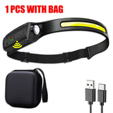 Rechargeable LED Headlamp – Waterproof, USB Charging, Adjustable Brightness for Camping, Hiking, Running, and Night Activities
