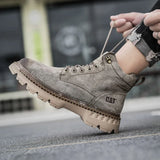 Men's Genuine Leather Hiking Boots - Comfortable Ankle Boots for Outdoor & Casual Wear