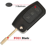 Durable 3-Button Ford Key Fob Shell Replacement with Uncut Blade