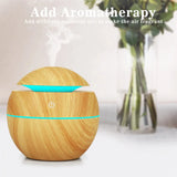 Humidificador de aire ultrasónico y difusor de aceites esenciales: vaporizador frío con textura de madera para dormitorio 