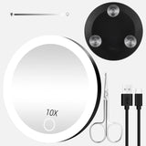 Rechargeable LED Makeup Mirror with 3 Suction Cups – 4" Compact Travel Mirror with Stepless Dimming