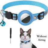 Reflective Cat Collar with AirTag Case and Bell – Adjustable Anti-Lost Pet Tracker Holder