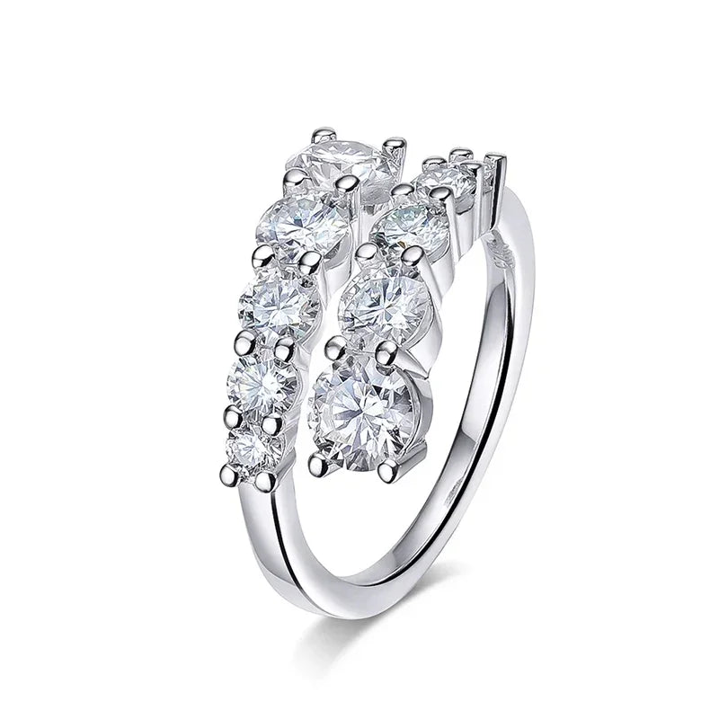 10-Stone Moissanite Eternity Band – D Color VVS1 Wedding Ring in Sterling Silver