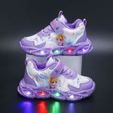 Girls' LED Light-Up Sneakers - Fashionable Pink & Purple Athletic Shoes