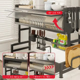 Escurridor de platos para colocar sobre el fregadero: organizador de drenaje y almacenamiento de acero inoxidable para la cocina