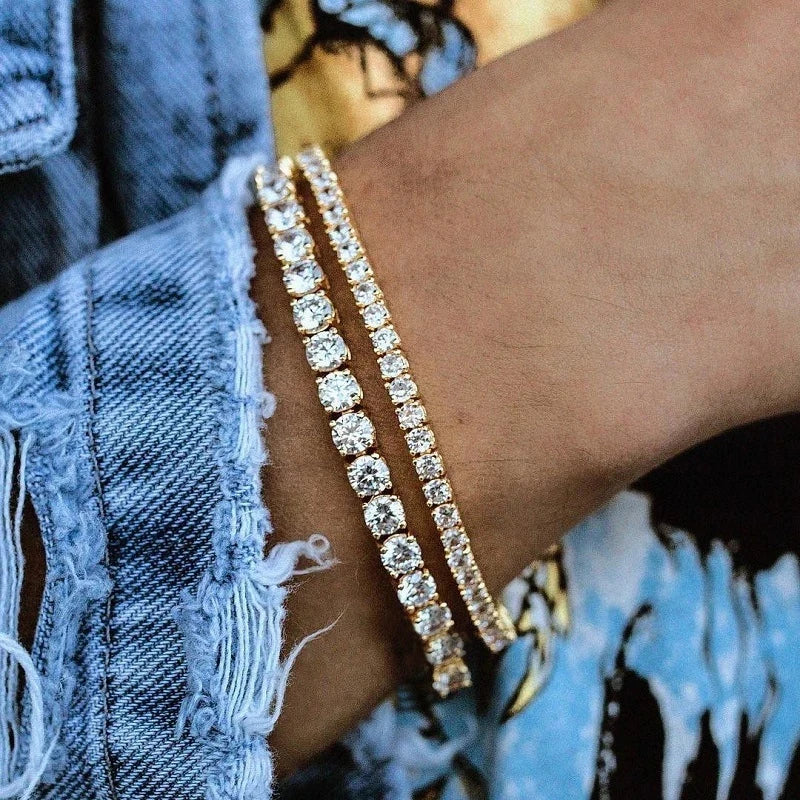 Pulsera de tenis para mujer, estilo hip hop, de moda, con circonita cúbica AAA+, color plata, cadena de cristal para chica adolescente, joyería de boda H086