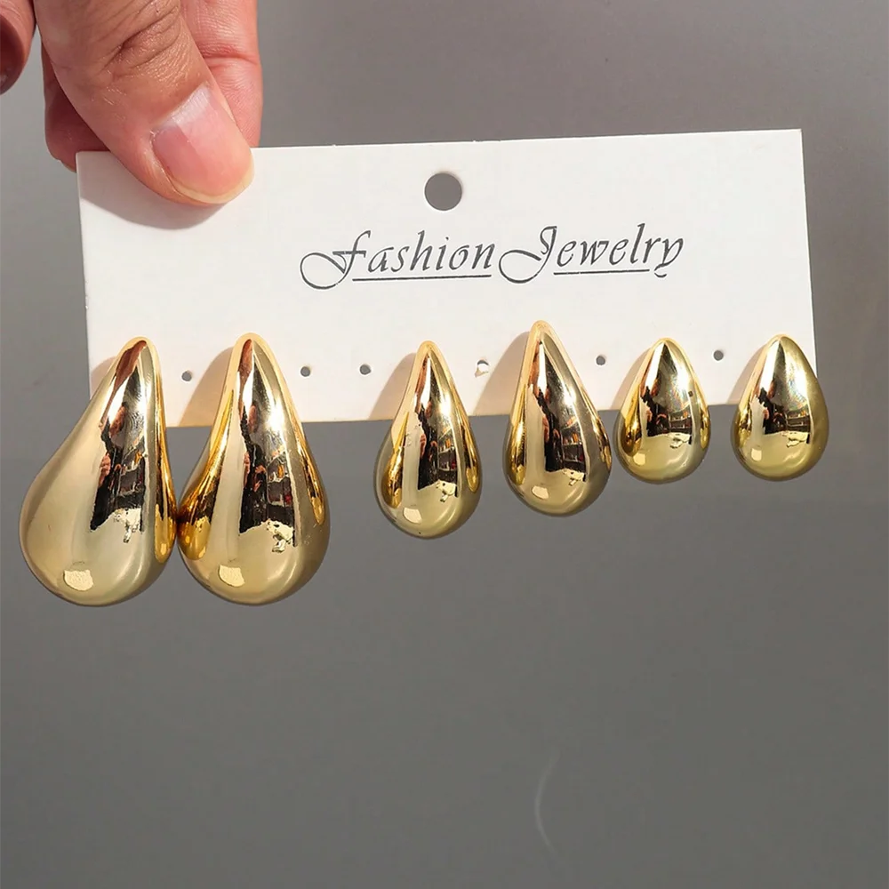 Pendientes de aro acrílicos con gotas de agua de gran tamaño y de moda: joyas llamativas, ligeras y a la moda
