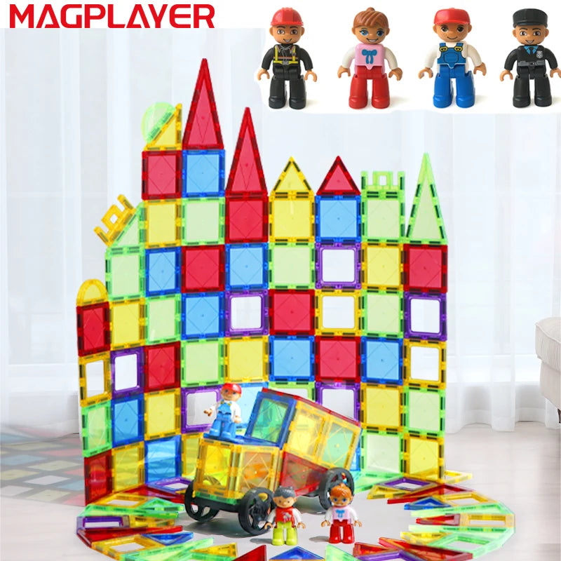 Magnetic People Figures Set – 4PC Magnetic Dolls for Building Blocks & Tiles
