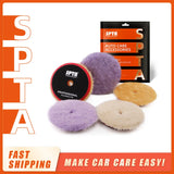 SPTA - Almohadilla de pulido de lana de colores variados, 3"/5", 3 piezas, almohadilla de pulido de lana de cordero de alta densidad, pulidora de automóviles, pulido y encerado