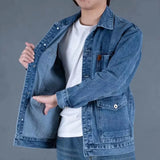 Vintage Men’s Patchwork Denim Jacket – Detachable Streetwear Outerwear for Spring & Autumn