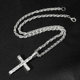 Iced Out Cross Pendant Necklace – Hip Hop Tennis Chain for Men & Women