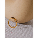 Minimalist Gold Stainless Steel Ring with Natural Stone – Chic & Waterproof Jewelry