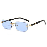Gafas de sol rectangulares sin montura de moda: gafas de sol cuadradas pequeñas y modernas para hombres y mujeres