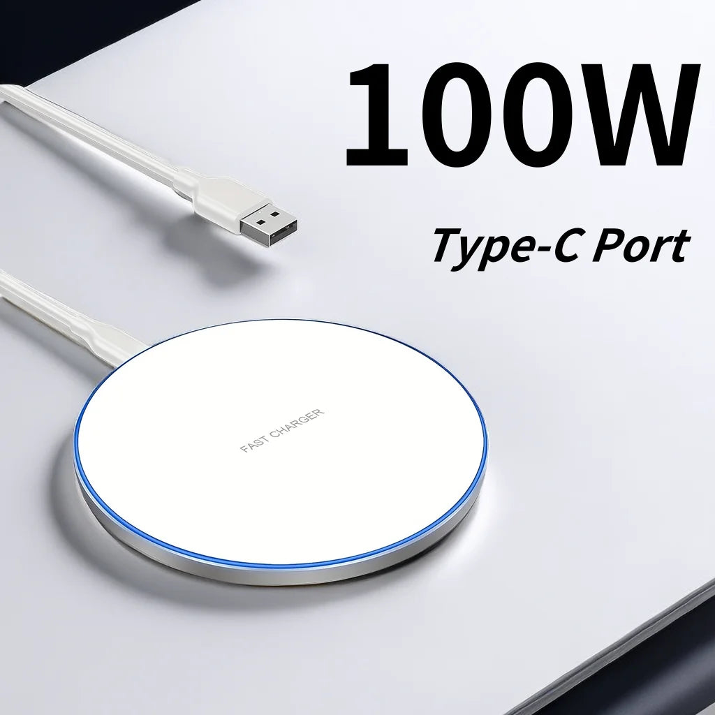 100W Fast Wireless Charging Pad – Ultra-Slim Charger for iPhone & Android