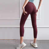 Women's High-Waist Calf-Length Yoga Leggings with Pockets – Stretchy, Breathable Workout Pants