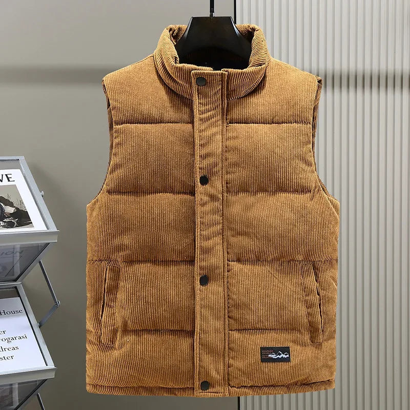 Men’s Turtleneck Zipper Vest – Casual Sleeveless Jacket with Pockets for Autumn & Winter