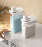 Dispensador de detergente para ropa rellenable de 1100/1800/2300 ml, depósito vacío para suavizante en polvo, contenedor de almacenamiento de blanqueador con etiquetas