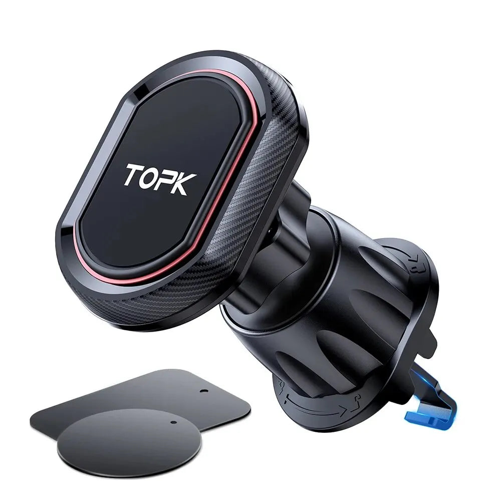 Soporte magnético para teléfono de coche: soporte seguro para rejilla de ventilación con agarre fuerte y rotación de 360° 