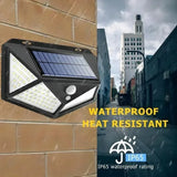 100 LED Solar Motion Sensor Outdoor Light – Waterproof, Dimmable, Wide Angle Security Lighting