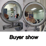 Wall-Mounted LED Makeup Mirror with 5X Magnification – Adjustable Touch Dimming Mirror