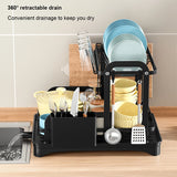 Escurridor de platos de 2 niveles | Organizador de encimera de cocina con escurridor 